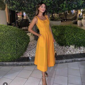 ZARA WOMAN SS23 POPLIN TANK DRESS COTTON ORANGE